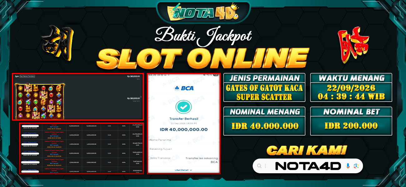 Bukti Kemenangan Besar Dibayar lunas Member NOTA4D RP 40.000.000, 22 September 2026